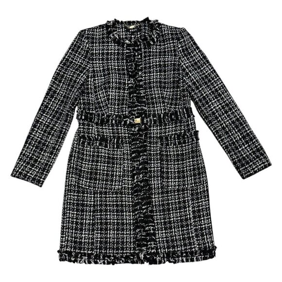 DKNY Tweed Luxury Designer Business Casual Work Long Jacket Womens 8 - Picture 1 of 6